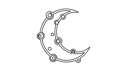 Crescent Moon Icon with Decorative Circles and Dots