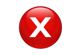 Obraz premium Red prohibition sign with white X symbol isolated on transparent background