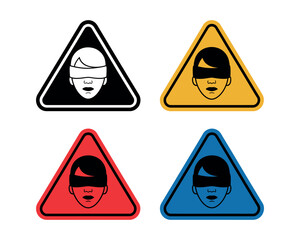 Obraz premium A set of colorful warning signs with blindfolded people on a white background