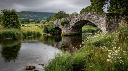Mist over Foley's Bridge: rural Irish landscape with a weathered stone arch and reflective water