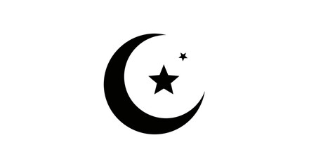 Obraz premium Islamic Crescent Moon and Star Symbol on White Background