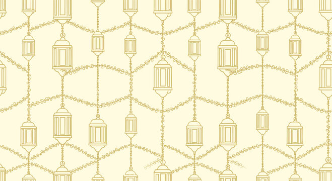 Golden Lanterns Pattern - Islamic Ramadan Decorative Background