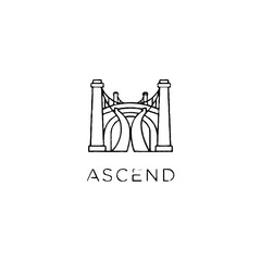 Obraz premium Simple line art illustration of a bridge with the word ASCEND.
