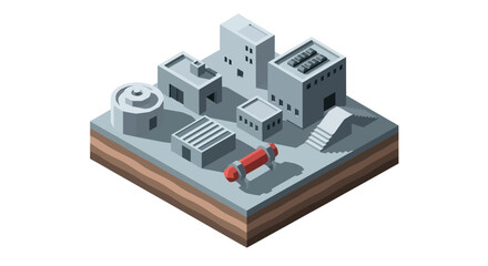 Fototapeta premium Isometric Cityscape with Modern Buildings and Red Vehicle.