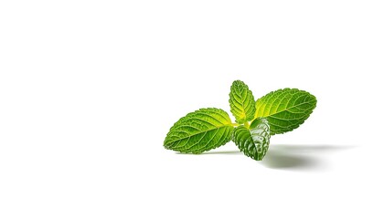 Fototapeta premium A sprig of fresh mint leaves on a white background