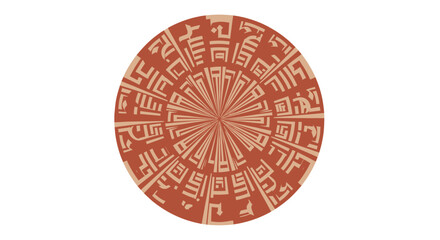 Circular Aztec Pattern with Ancient Symbols and Geometric Design
