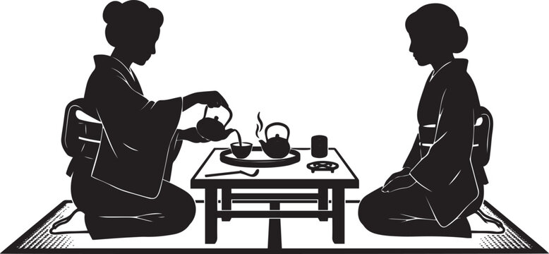 Japanese Tea Ceremony Silhouette Vector