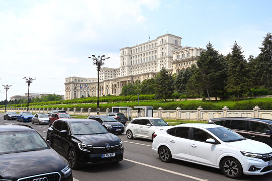 Bucharest, Romania - June 13, 2025: The Palace of the Parliament also known as the House of the Republic in Bucharest.
