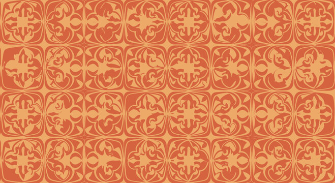 Seamless Moroccan Tile Pattern - Orange and Beige Geometric Background