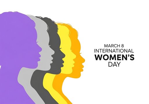 International womens day celebration with colorful silhouettes of womens faces