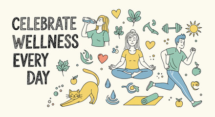 Obraz premium Vector illustration set for wellness and self-care