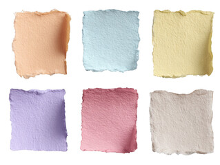 Obraz premium A set of six colorful textured squares isolated on transparent background