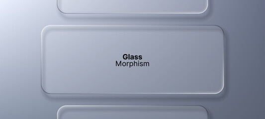 Fototapeta na wymiar Glass morphism banner with liquid transparent effect. Creative user interface design concept for website background, abstract backdrop.