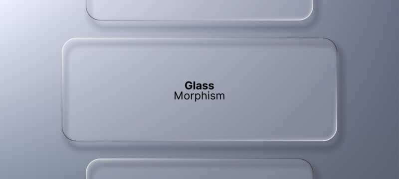 Glass morphism banner with liquid transparent effect. Creative user interface design concept for website background, abstract backdrop.