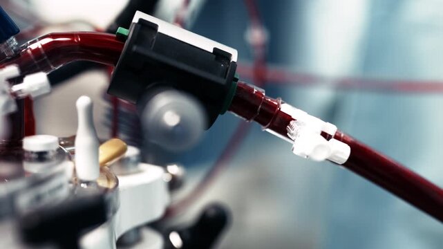 Advanced medical system for continuous blood circulation support in surgery. Healthcare technology concept.
