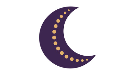 Stylized Crescent Moon with Golden Dots on White Background © Win
