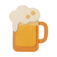PNG Crafted paper beer mug illustration.