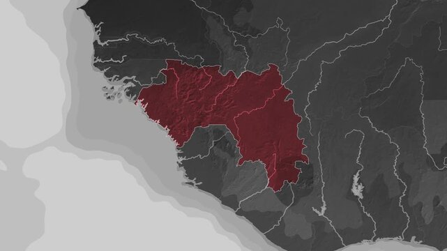 Zooming In on Guinea on a Dark World Map