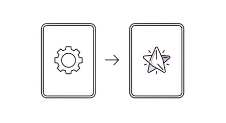 Transforming gear into star icon vector illustration
