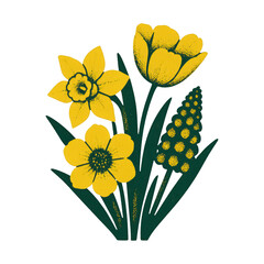 Naklejka premium PNG Vibrant spring floral illustration