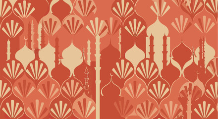Seamless Indian Pattern with Taj Mahal Silhouette and Floral Motifs © Sendal