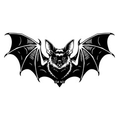 Obraz premium scary bat wings spread vampire halloween gothic ink sketch vector illustration.