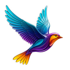 Fototapeta premium Colorful pixel art bird in flight with vibrant feathers and outstretched wings
