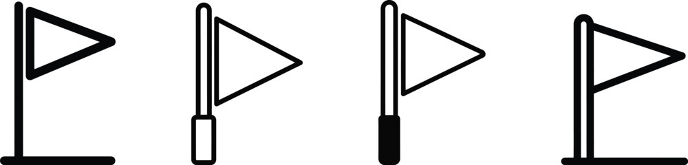 Soccer Corner Flag Outline Icon Set – Football Field Marker and Match Equipment Vector Collection © Elementix