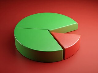 Obraz premium green pie chart business isolated on a red background