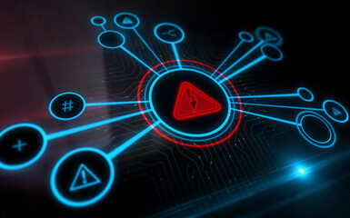 Obraz premium Electricity warning symbol digital concept 3d illustration