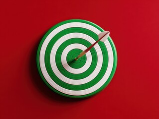 target board green bullseye isolated on a red background