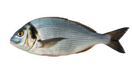 Obraz premium Silver and black fish on white background scales fins