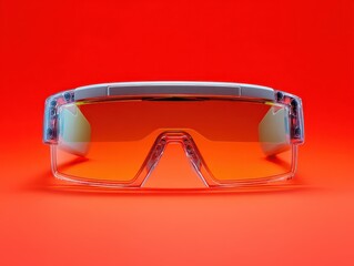 futuristic augmented reality glasses isolated on a red background