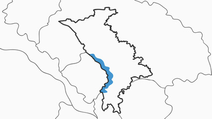 Map of moldova with dniester river highlighted in blue geography
