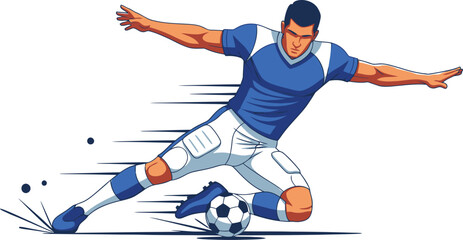 Obraz premium Soccer player kicking a ball with dynamic motion