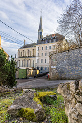 Obraz premium Historic Church in the City Center of Montbard, Burgundy, France.
