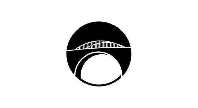 Abstract Bridge Icon, Circular Logo Design, Modern Architecture Symbol
