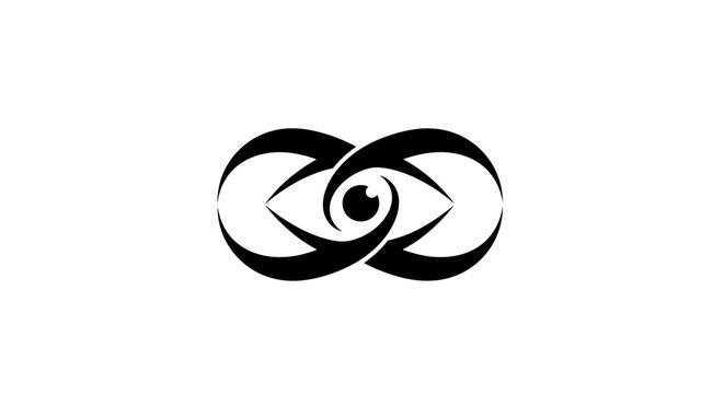 Abstract Infinity Eye Symbol, Vision Concept, Black and White Logo
