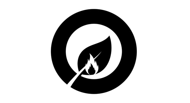 Creative Commons Leaf Logo with Fire Symbol