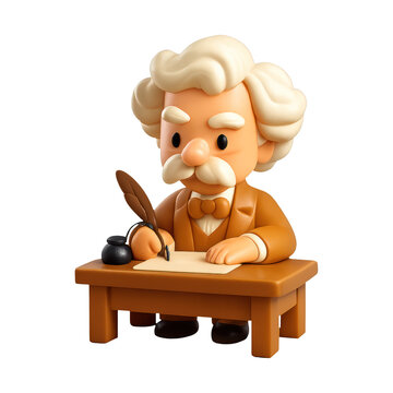 PNG Cartoon writer with quill pen