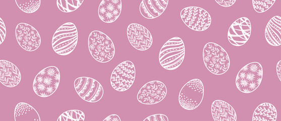 Seamless easter eggs pattern on pink
