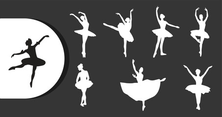 Elegant ballerinas in various dynamic dance poses © Graphicclick