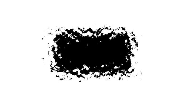 Transitions of black expanding paint stains on white backdrop Grunge Ink spreads and fills the screen It is easy to use in the video projects Black inks and clean white paper