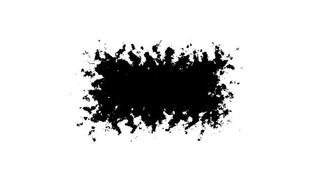 Transitions of black expanding paint stains on white backdrop Grunge Ink spreads and fills the screen It is easy to use in the video projects Black inks and clean white paper