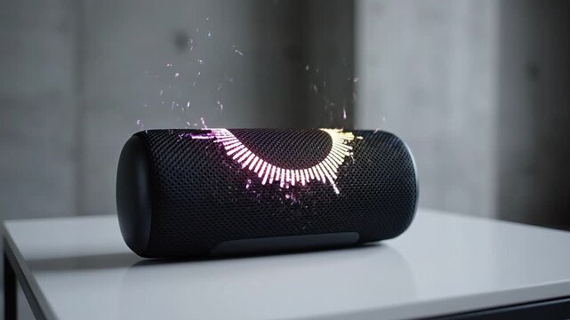 Smart Wireless Speaker with Glowing Digital Audio Wave Visualizer