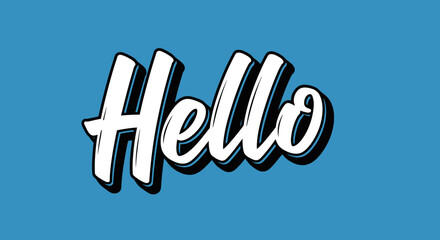 Fototapeta premium Hello Text Word Art - Retro Style Font on Blue Background