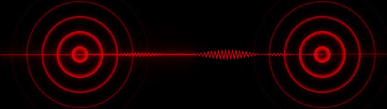Digital signal transmission interface concept. Abstract communication waves and network connection visualization. Futuristic technology data transfer background animation.