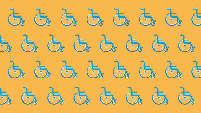 Seamless Wheelchair Pattern Background, Medical Mobility Aid Icon Repeat Design, Disability Accessibility Symbol Loopable Vector Texture for Healthcare Awareness and Inclusive Design