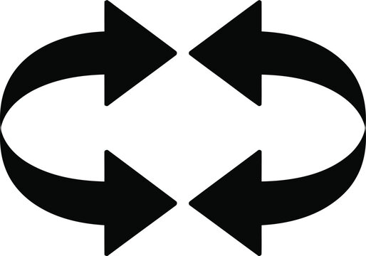 Circular arrows icon representing bidirectional or reciprocal actions Vector