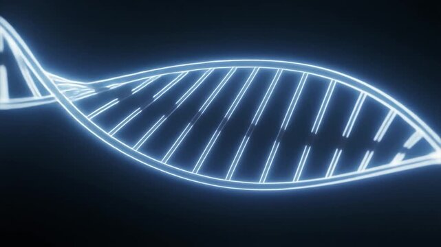 Glowing Blue D N A Double Helix Structure Twisting Against Dark Background Science Genetics Biotechnology Concept